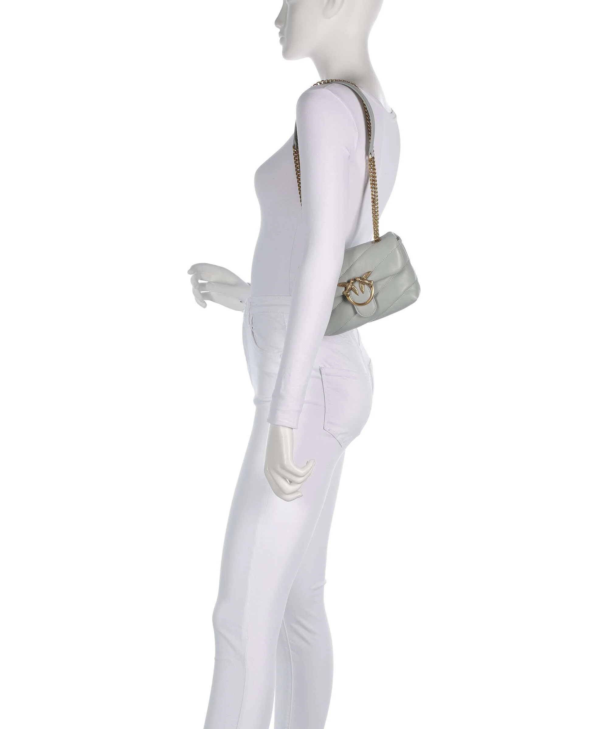Pinko Love Puff Baby Shoulder bag grigio perla/antique gold - Image 4