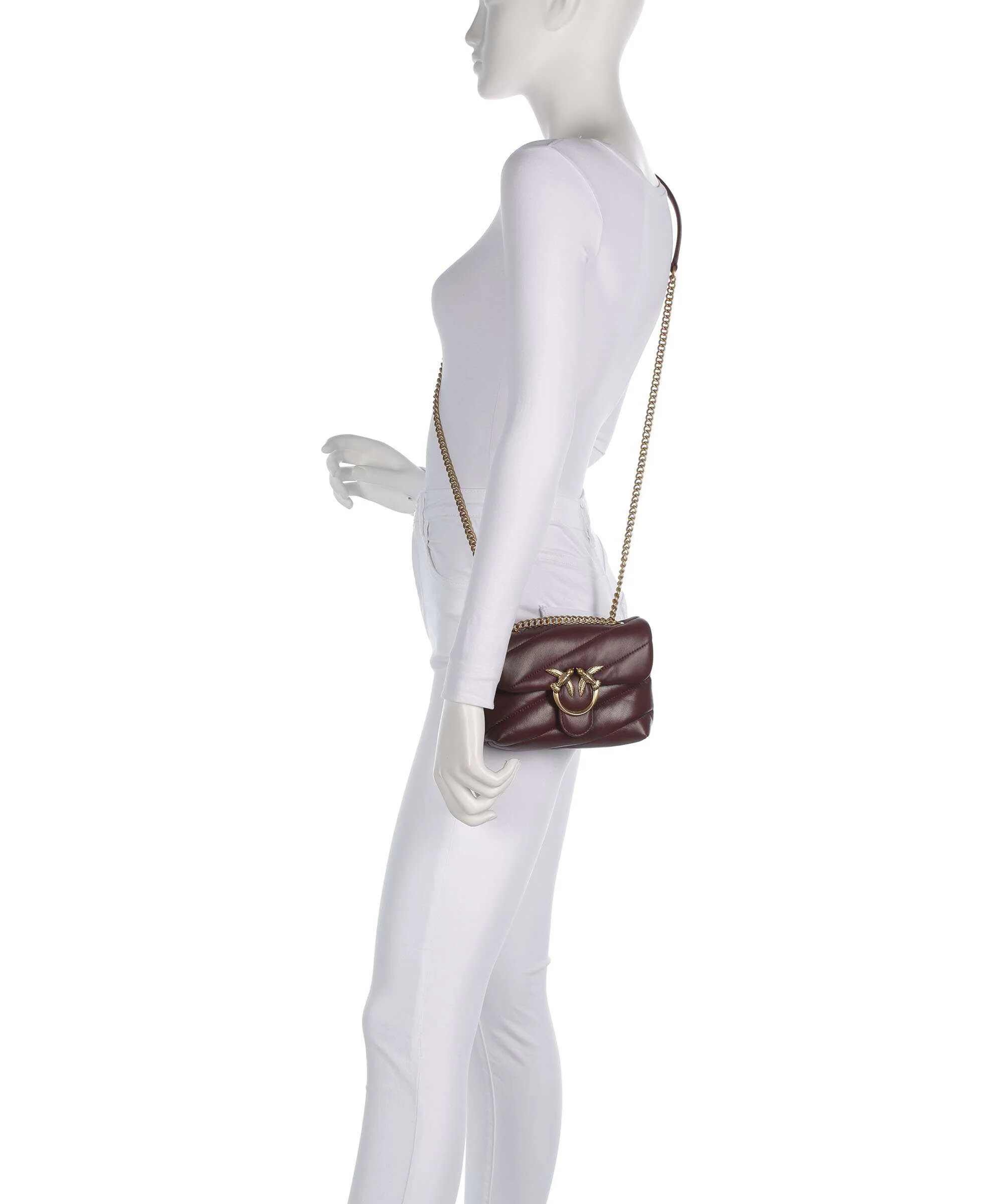 Pinko Love Puff Baby Shoulder bag burgundy wine/antique gold - Image 3