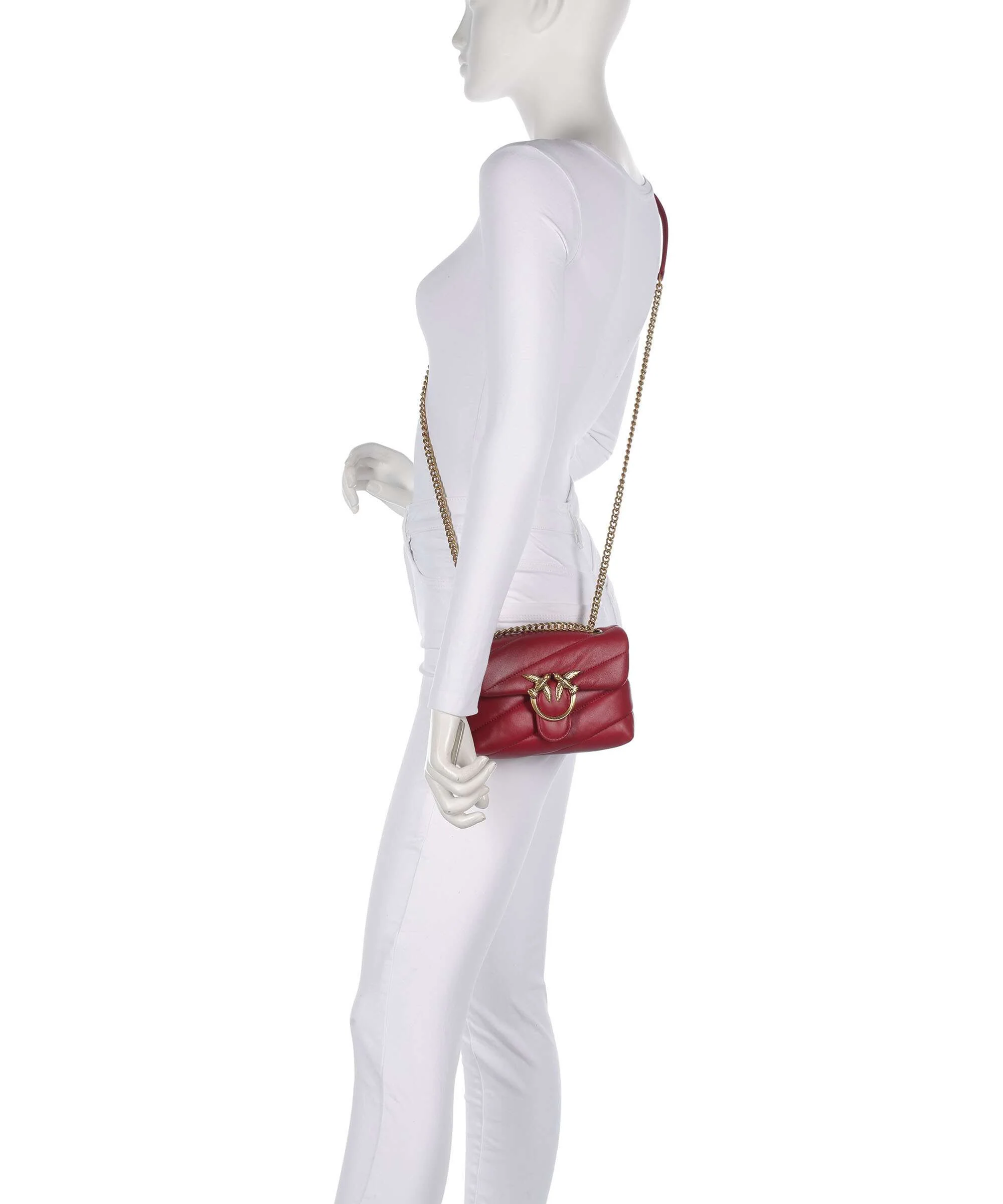 Pinko Love Puff Baby Shoulder bag rosso scuro/antique gold - Image 4