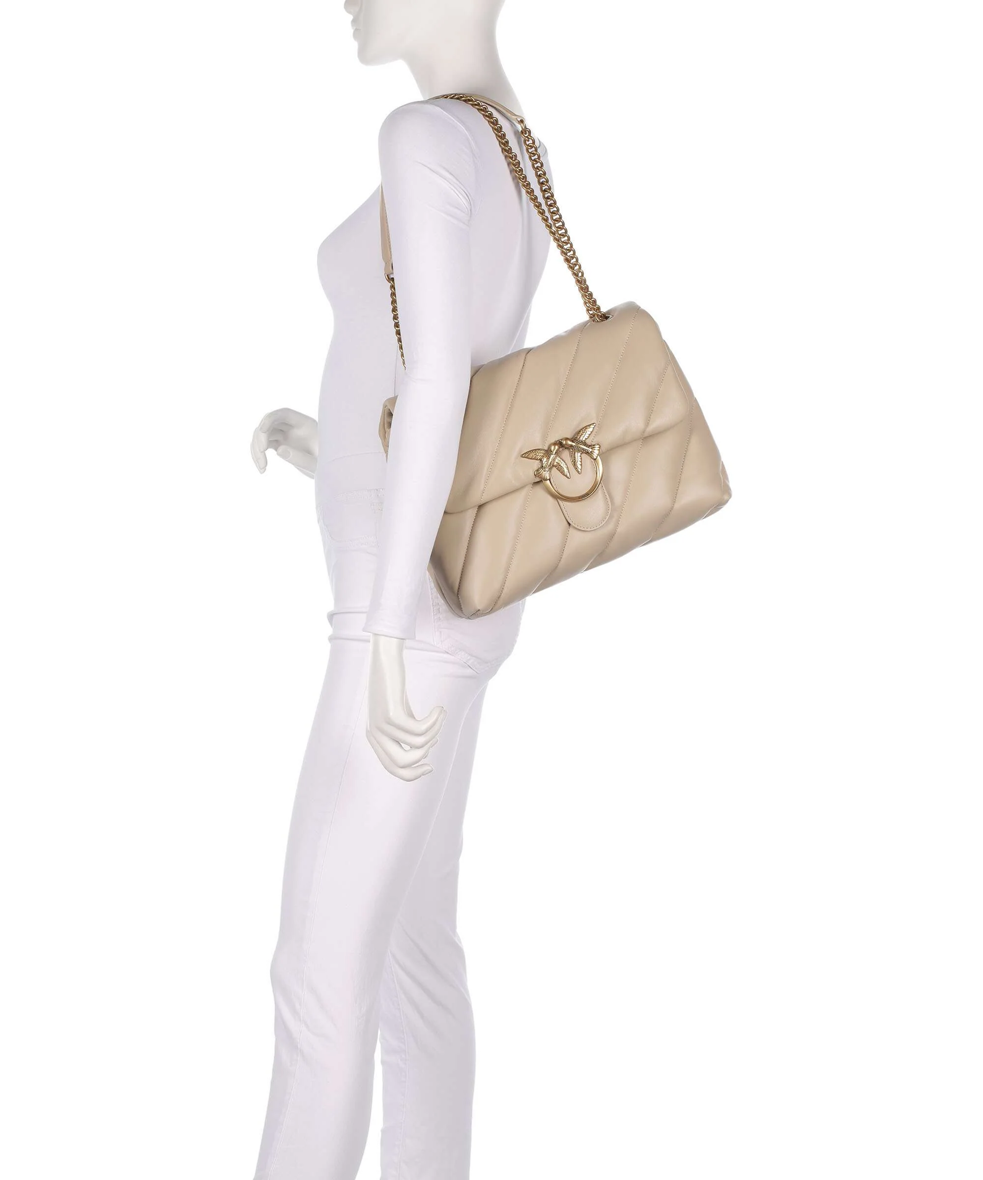 Pinko Love Puff Big Shoulder bag beige/grigio fumo/antique gold - Image 3