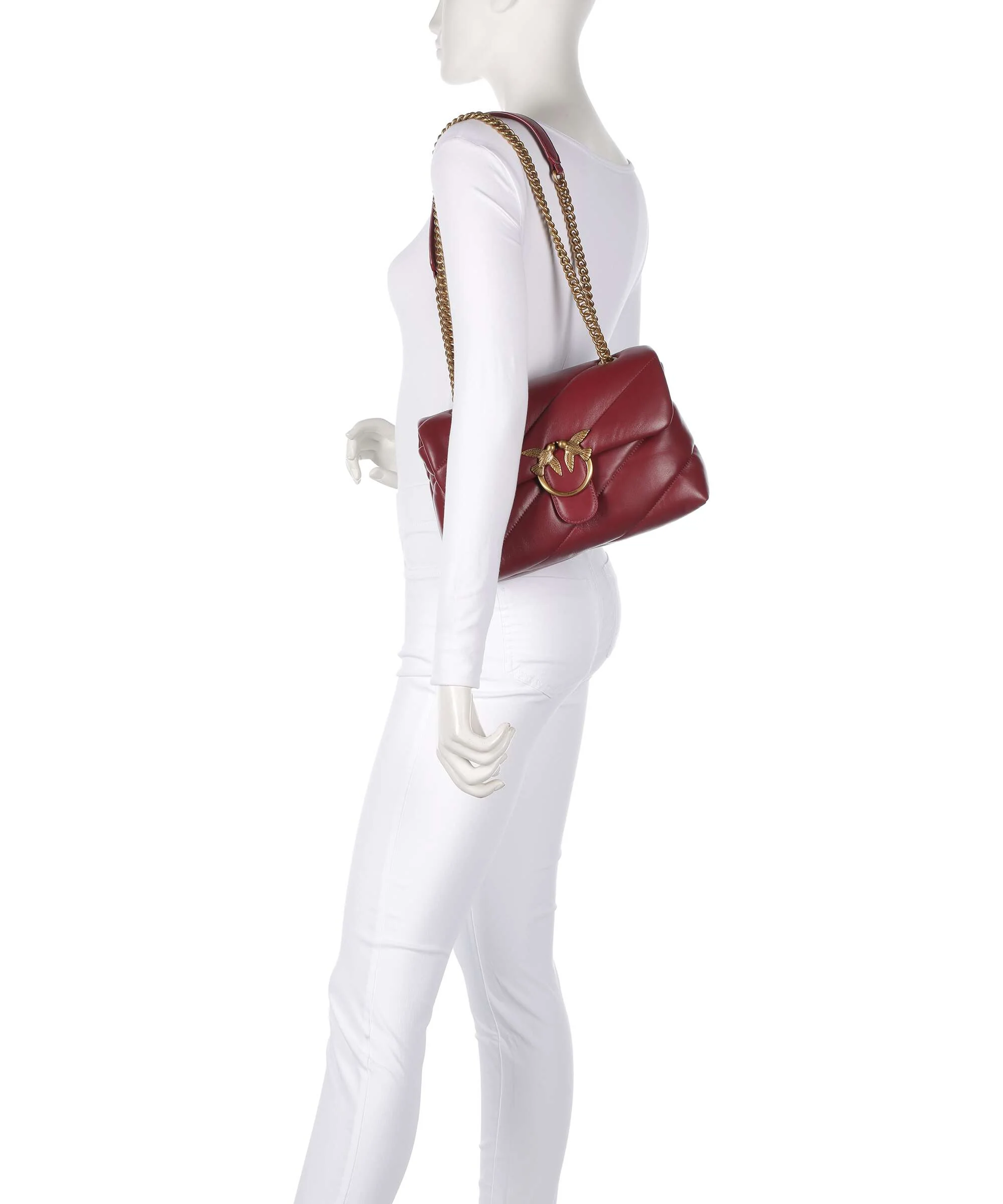 Pinko Love Puff Classic Shoulder bag bordeaux merlot/antique gold - Image 3