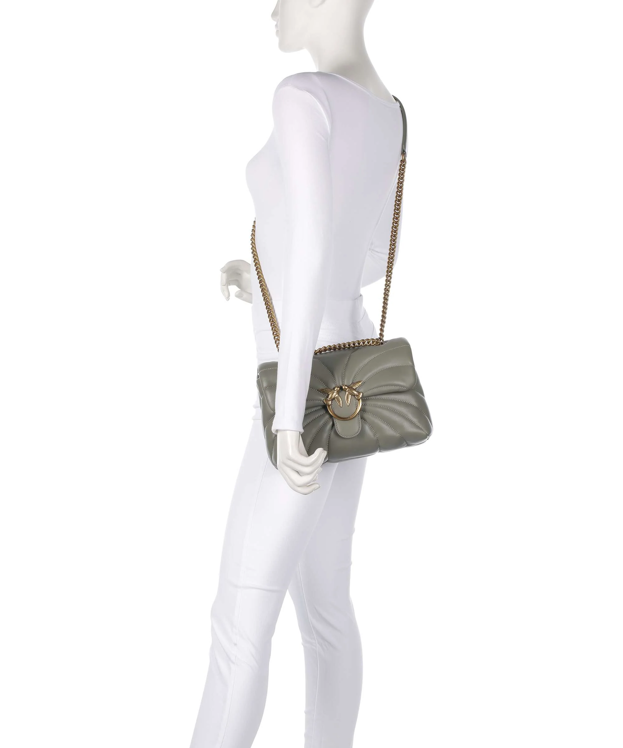 Pinko Love Puff Classic Shoulder bag verde vertiver/antique gold - Image 4