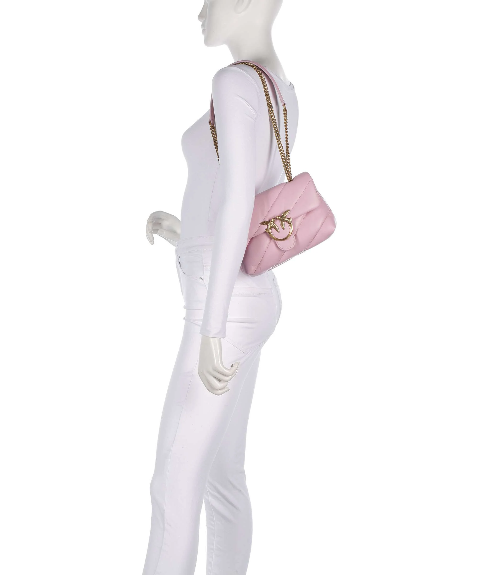 Pinko Love Puff Mini Shoulder bag rosa chiaro/antique gold - Image 4