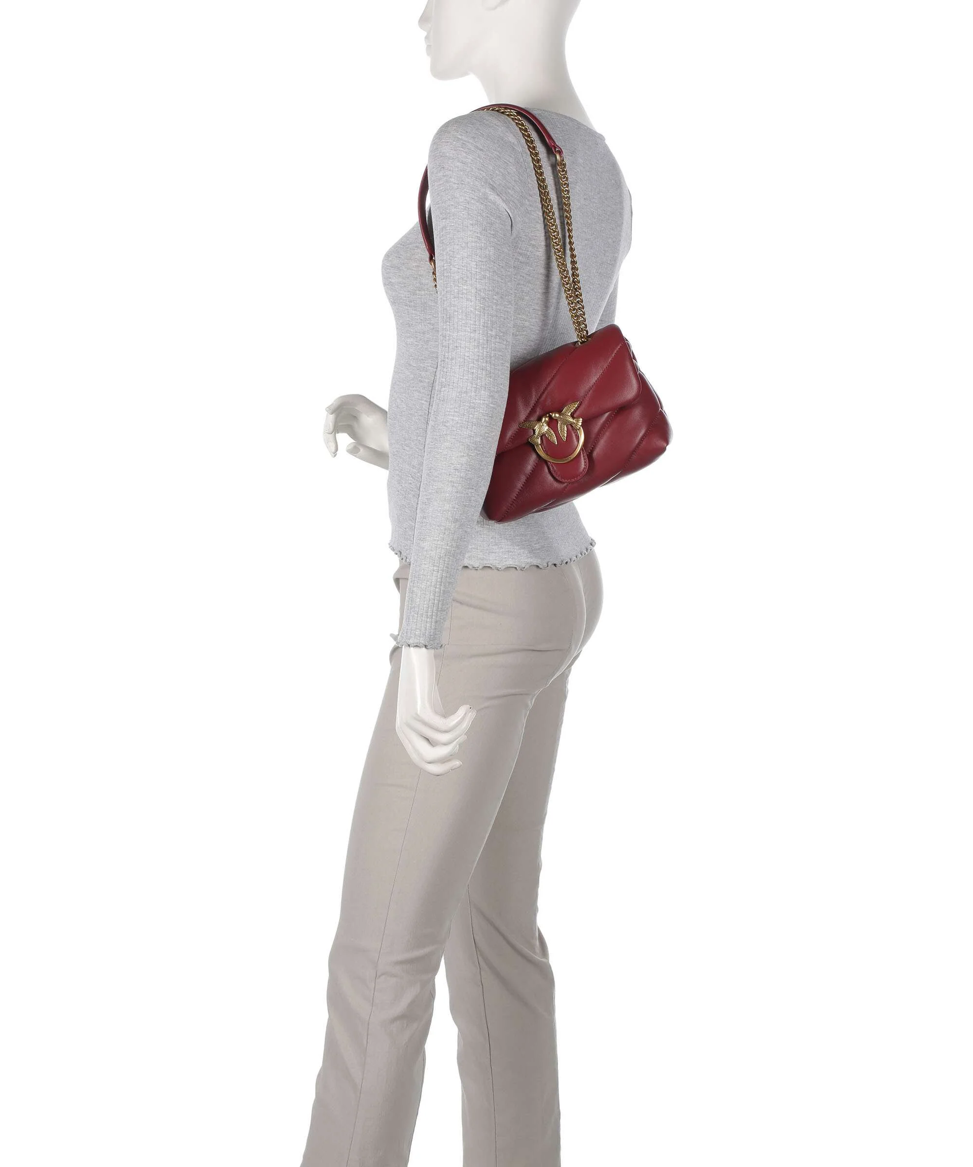 Pinko Love Puff Mini Shoulder bag bordeaux merlot/antique gold - Image 4
