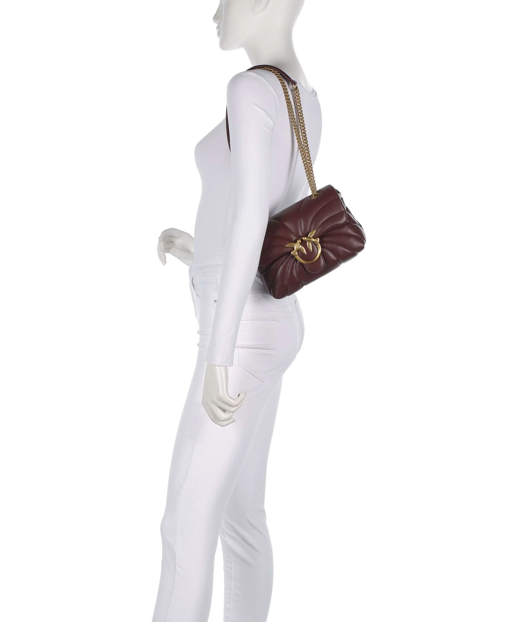 Pinko Love Puff Mini Shoulder bag burgundy wine/antique gold - Image 4