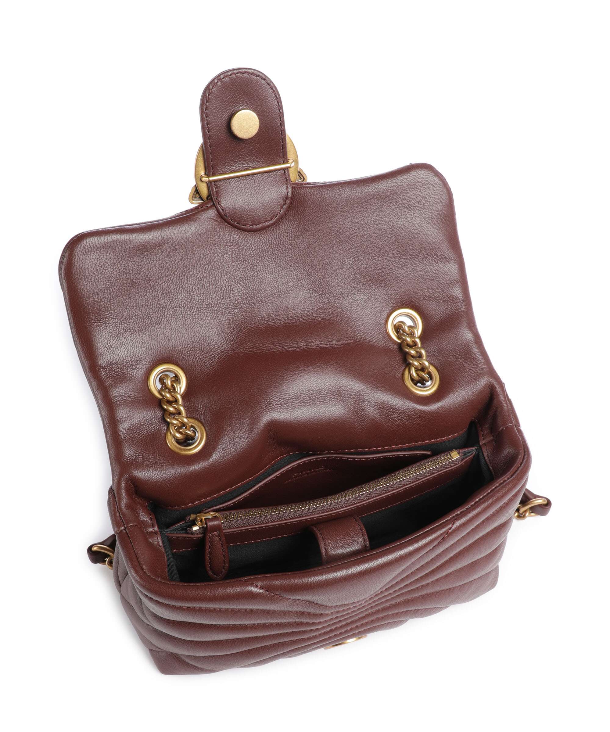 Pinko Love Puff Mini Shoulder bag burgundy wine/antique gold - Image 7