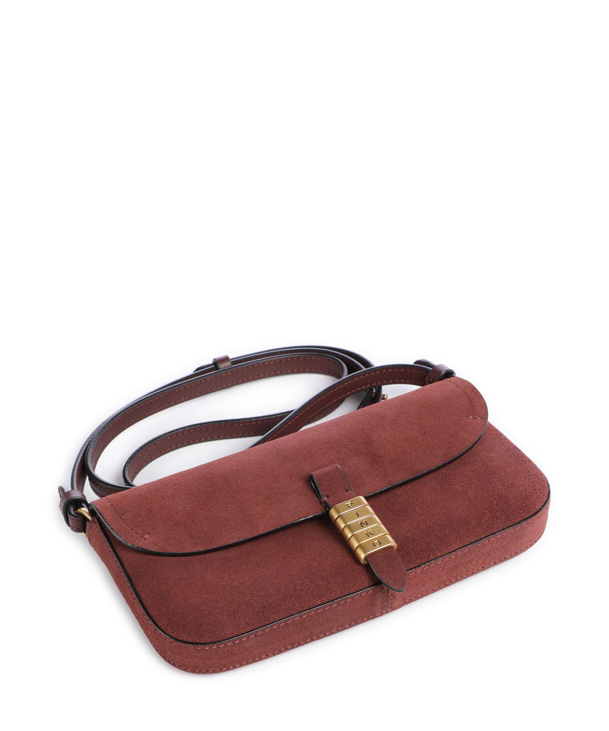 Pinko Saddle Flat Crossbody bag burgundy wine/antique gold - Image 5