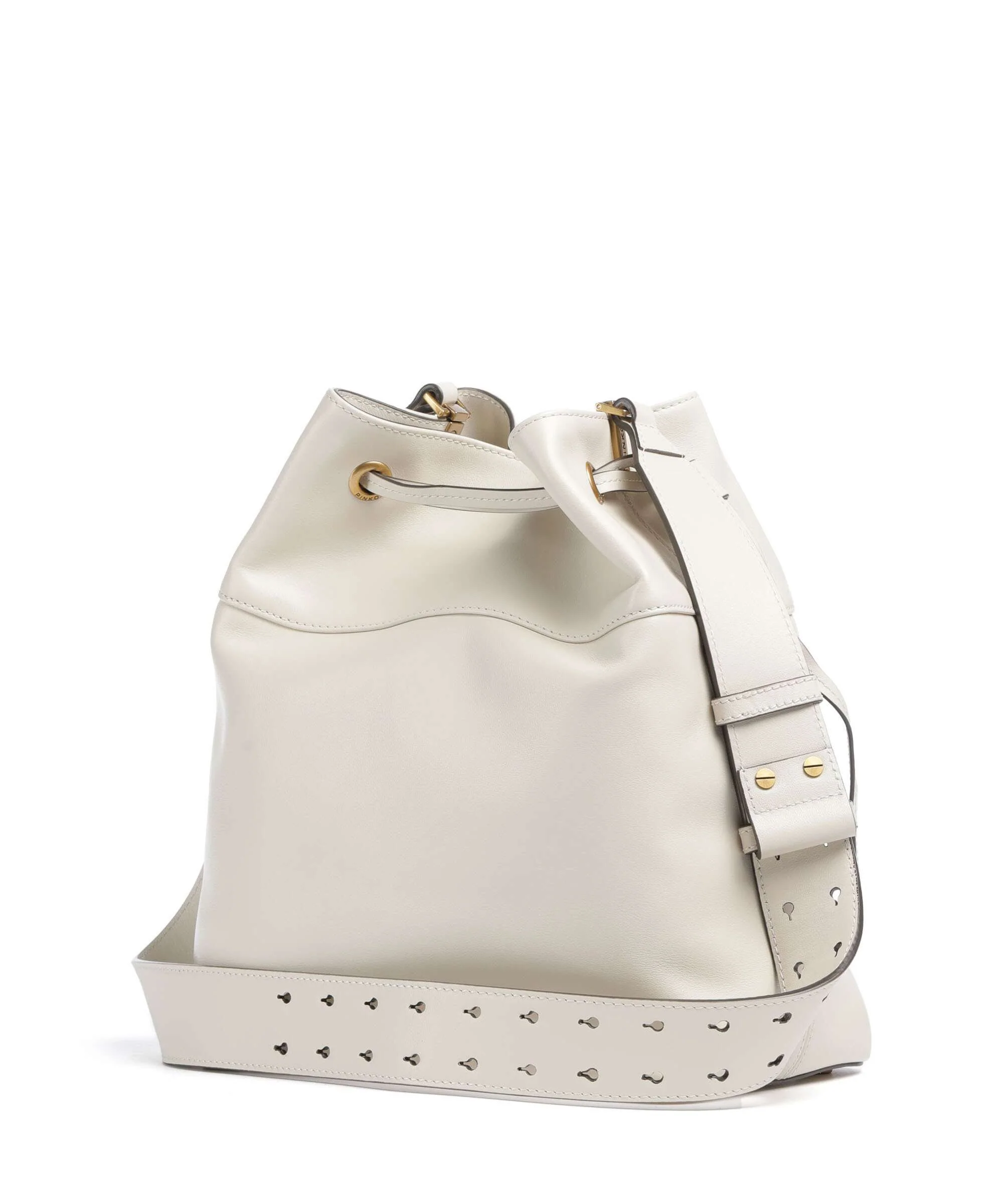 Pinko Secchiello Classic Bucket bag bianco seta/antique gold - Image 2