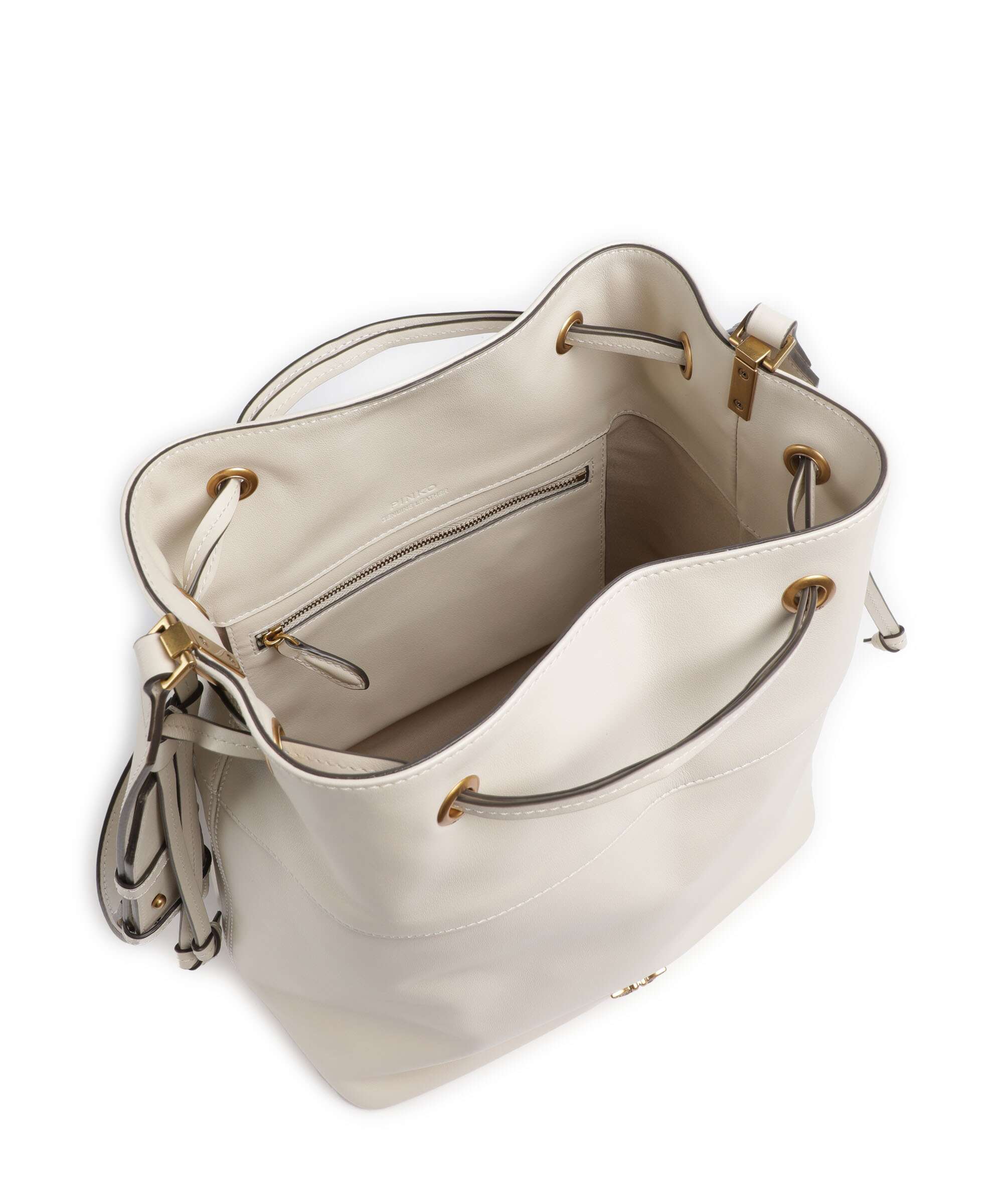 Pinko Secchiello Classic Bucket bag bianco seta/antique gold - Image 6