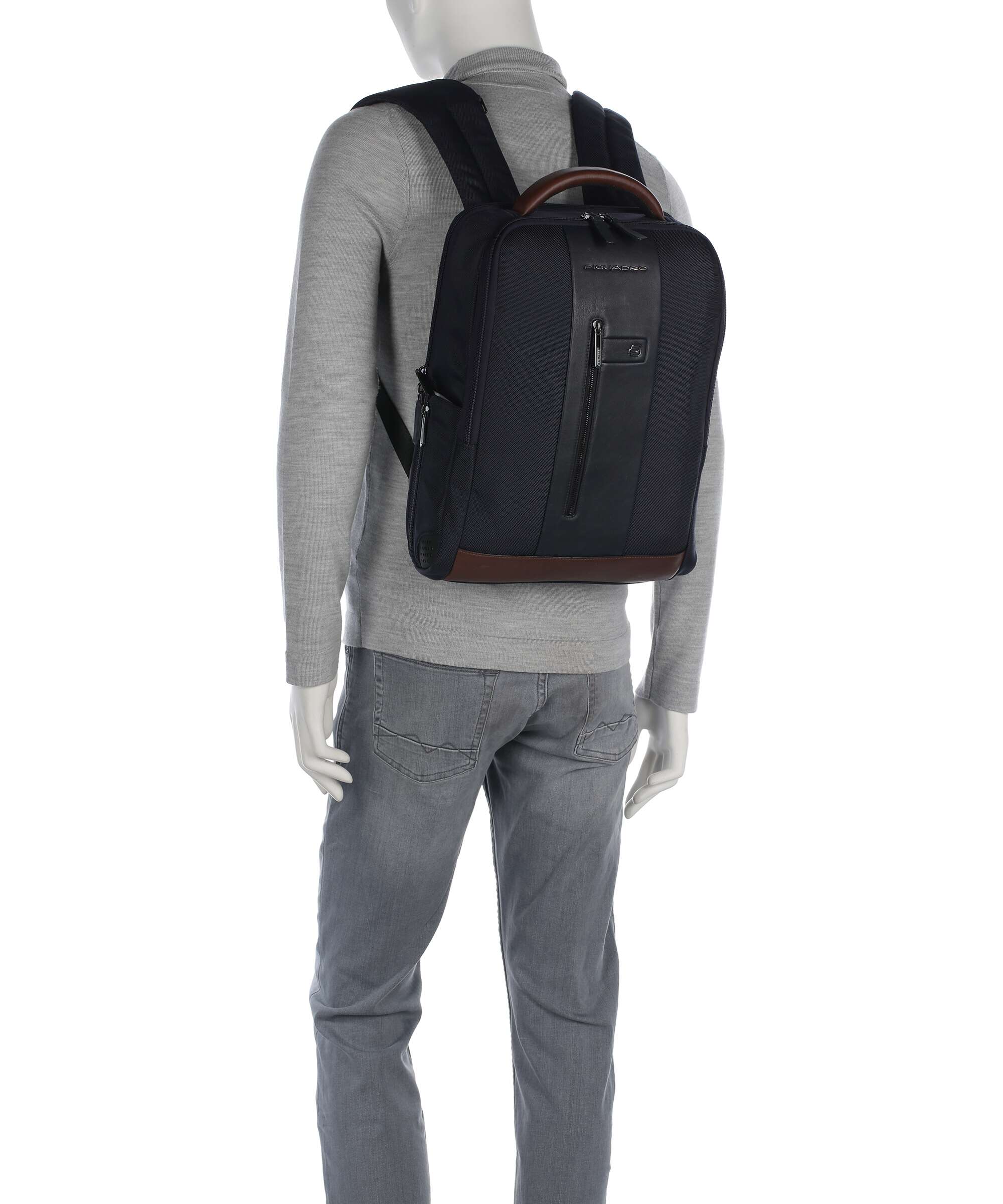 Piquadro Brief 2 Backpack blue/cognac - Image 3