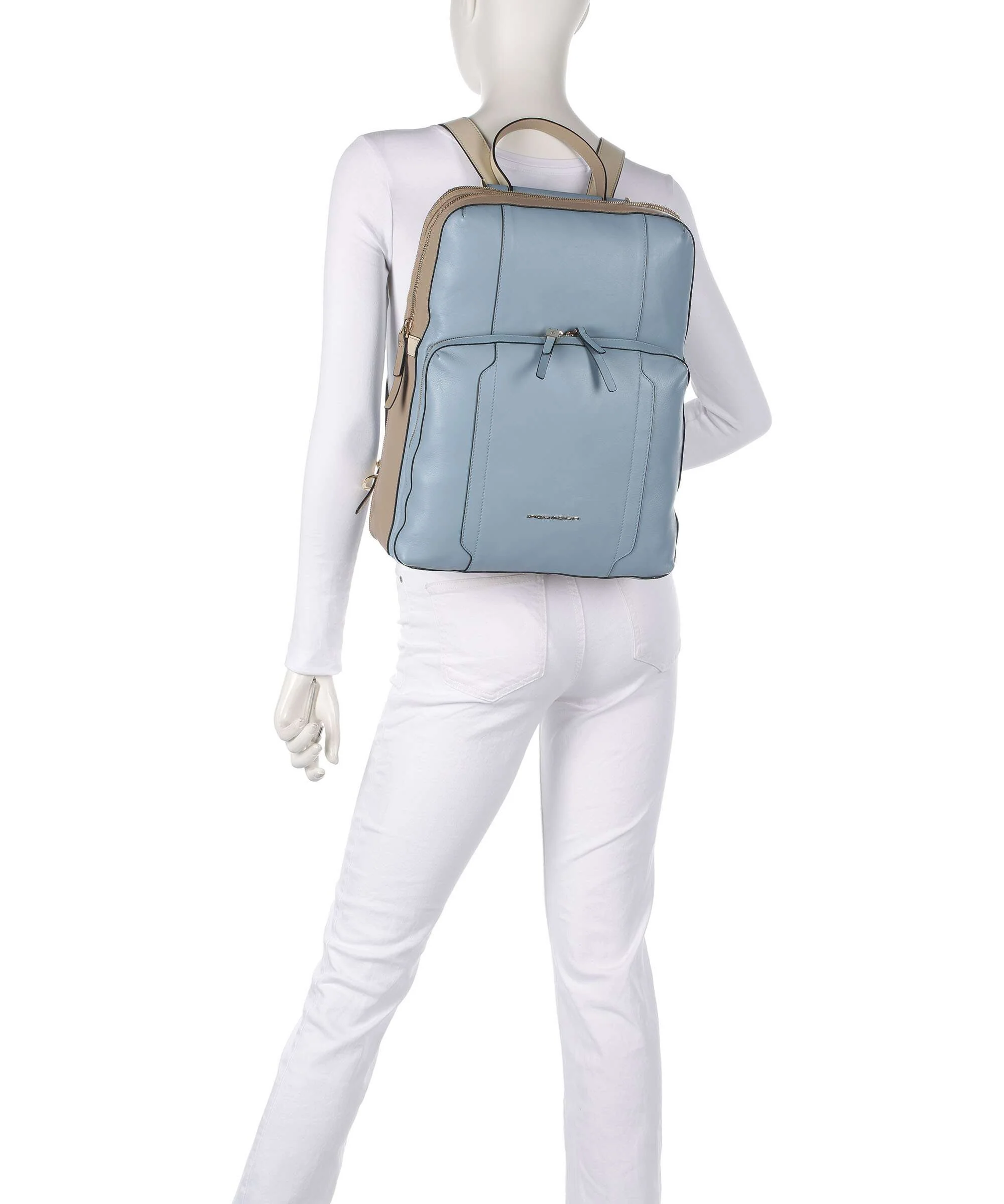 Piquadro Circle Laptop backpack light blue/beige - Image 3