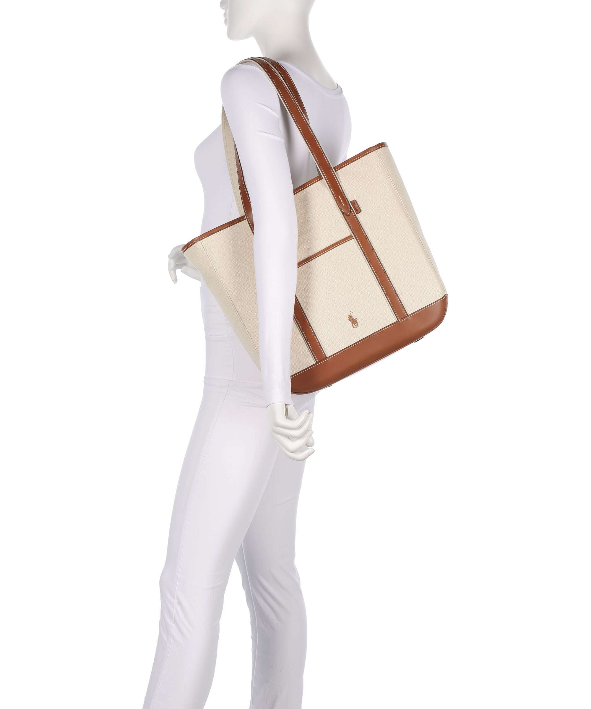 Polo Ralph Lauren Canvas Medium Tote bag ecru/cuoio - Image 3