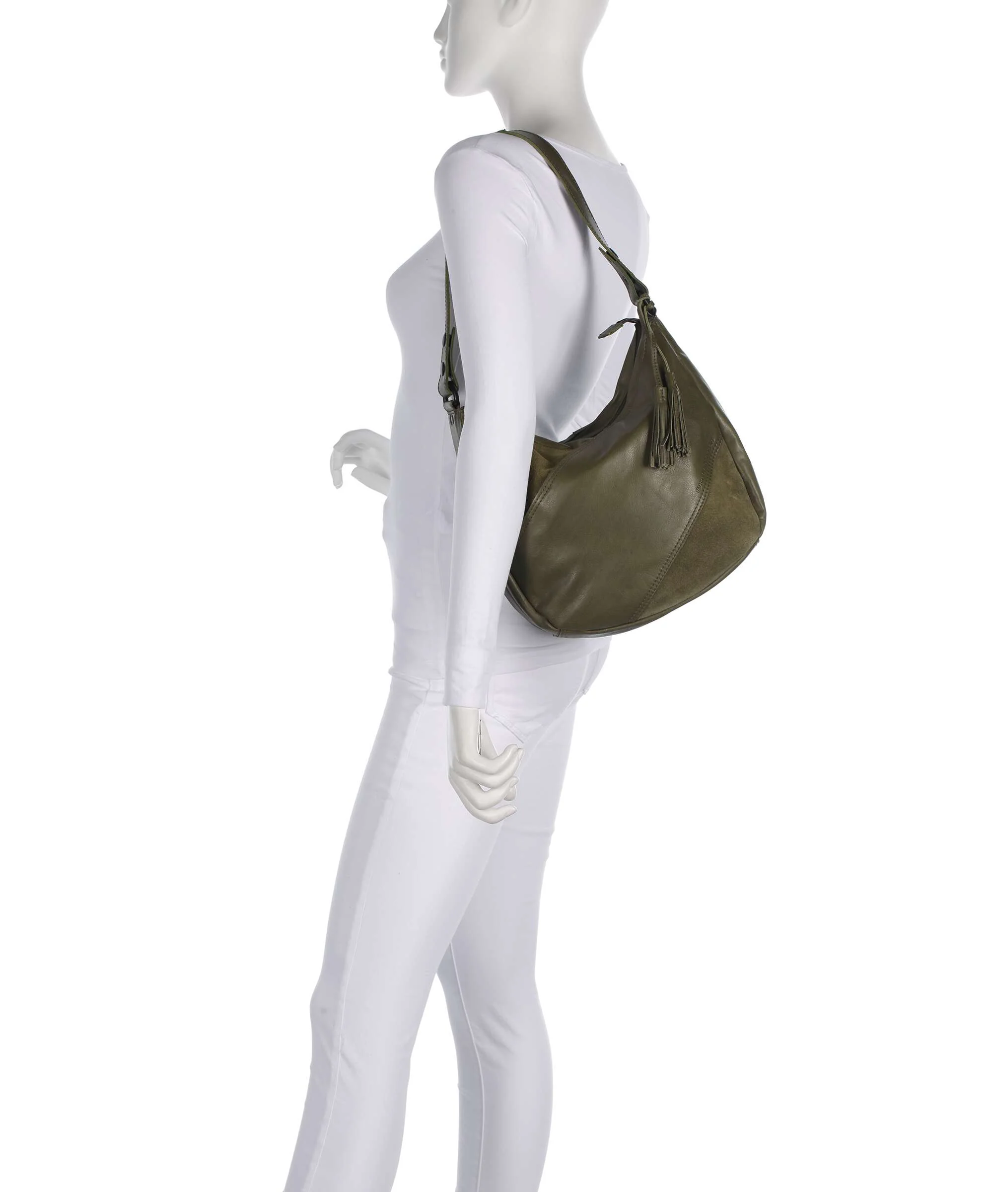 Spikes & Sparrow Suede Mix Natalia Hobo bag green - Image 3