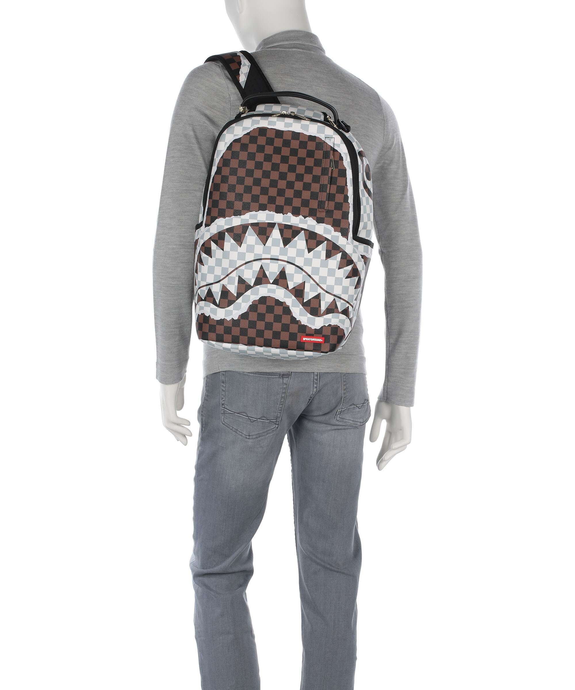 Sprayground Cream And Brown Tear Check Backpack multicolour - Image 3