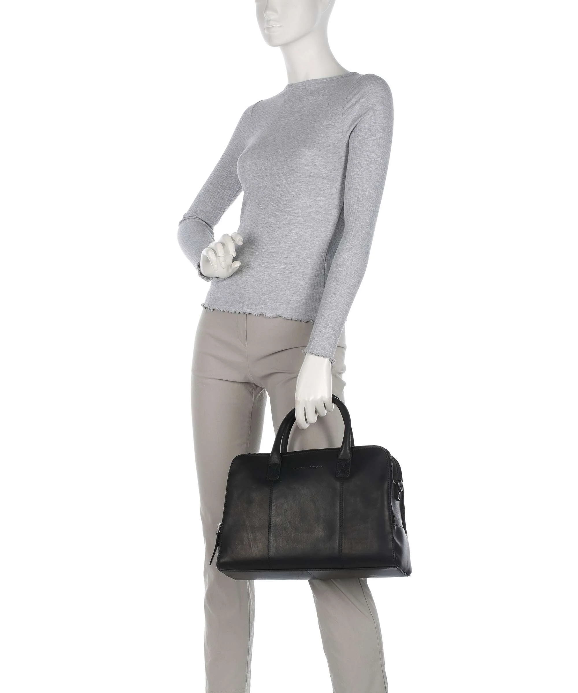 The Chesterfield Brand Cow Wax Pull Up Layton Handbag black - Image 3
