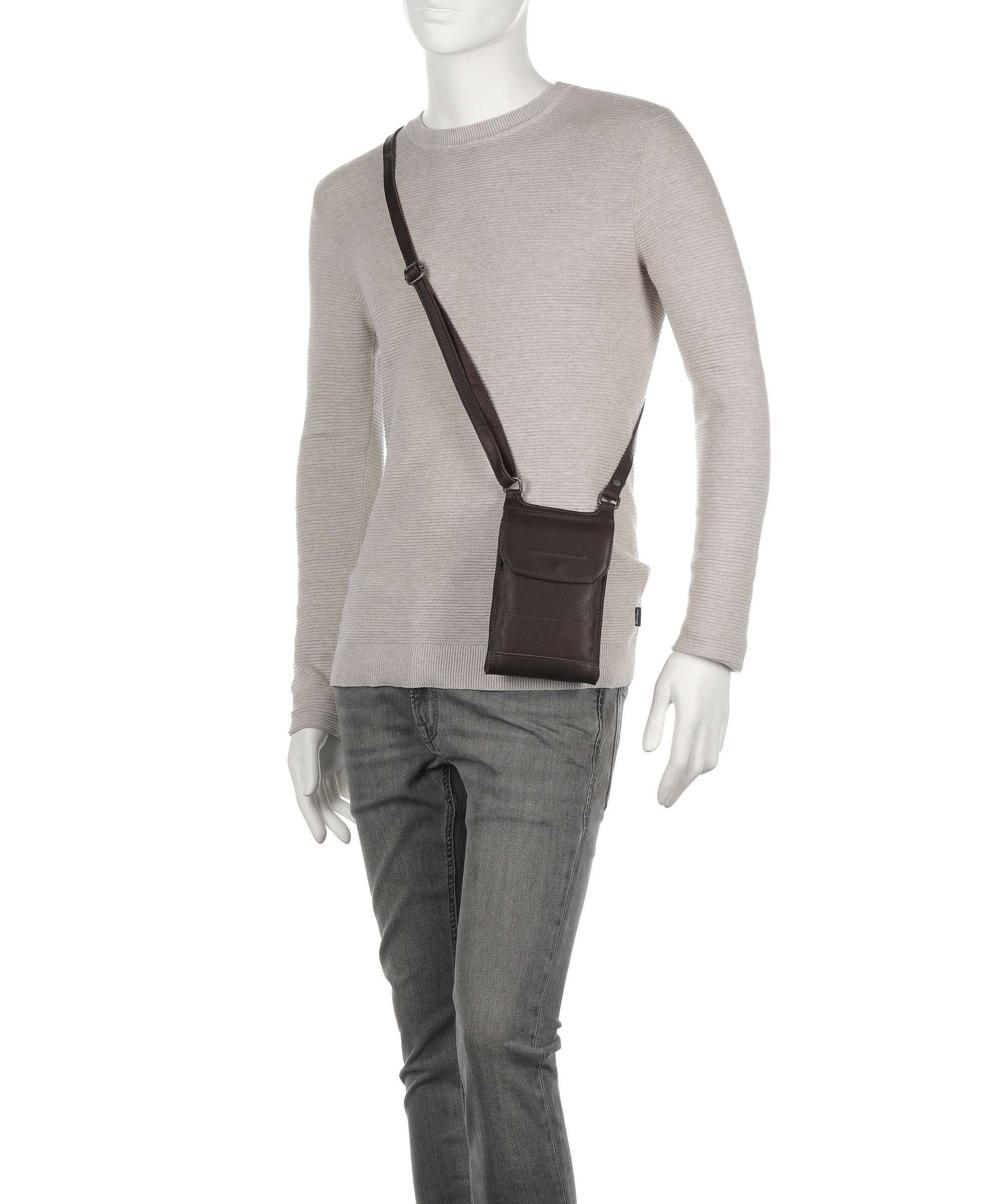 The Chesterfield Brand Cow Wax Pull Up Nebra Phone bag brown - Image 4