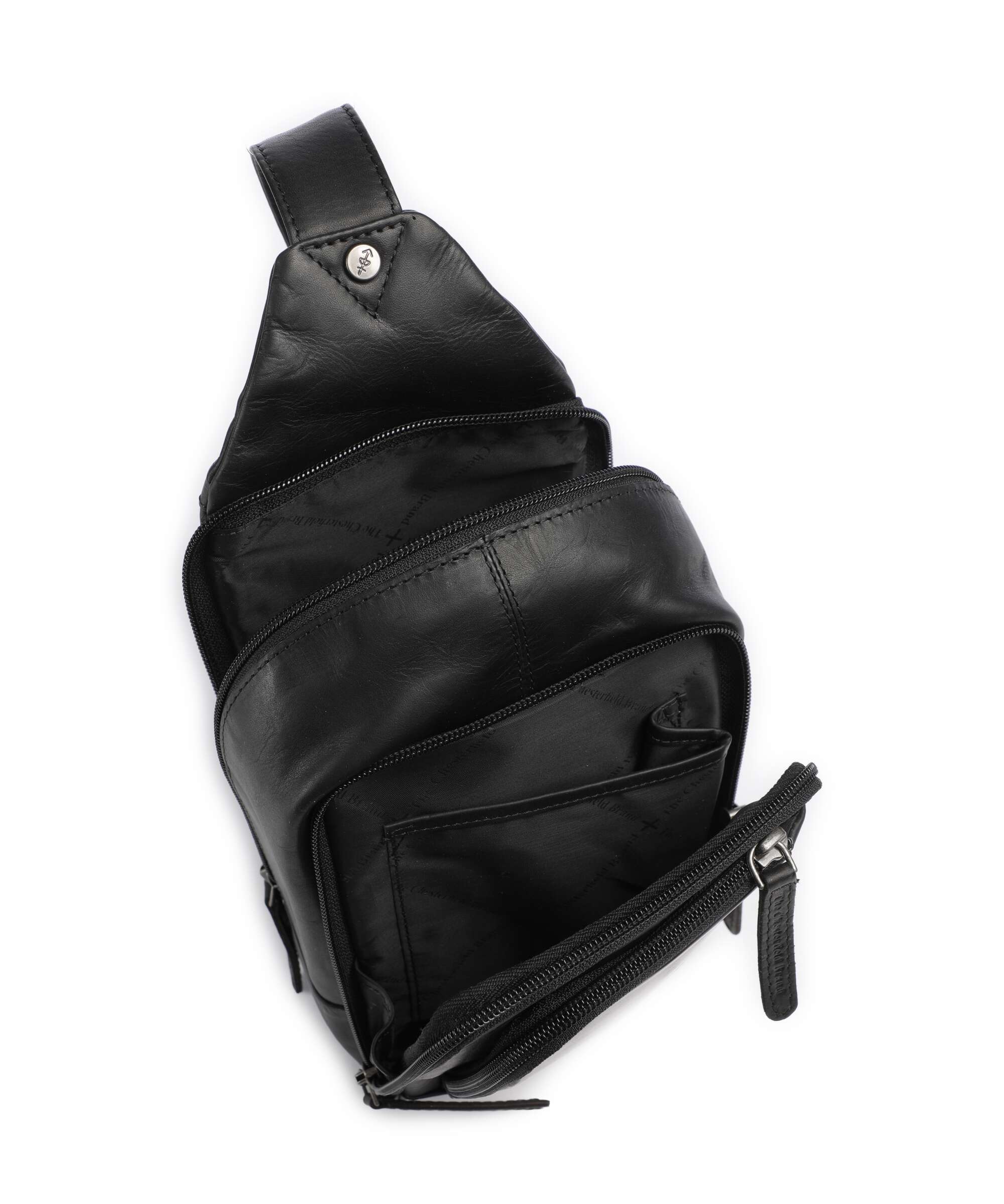 The Chesterfield Brand Cow Wax Pull Up Riga Sling bag black - Image 6