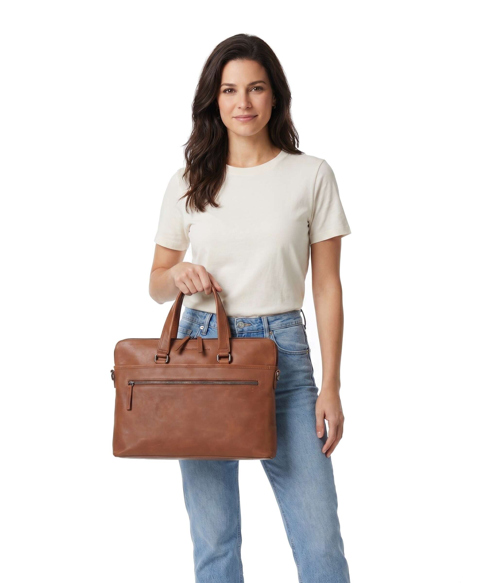 The Chesterfield Brand Wax Pull Up Cow Elvas Laptop bag cognac - Image 3