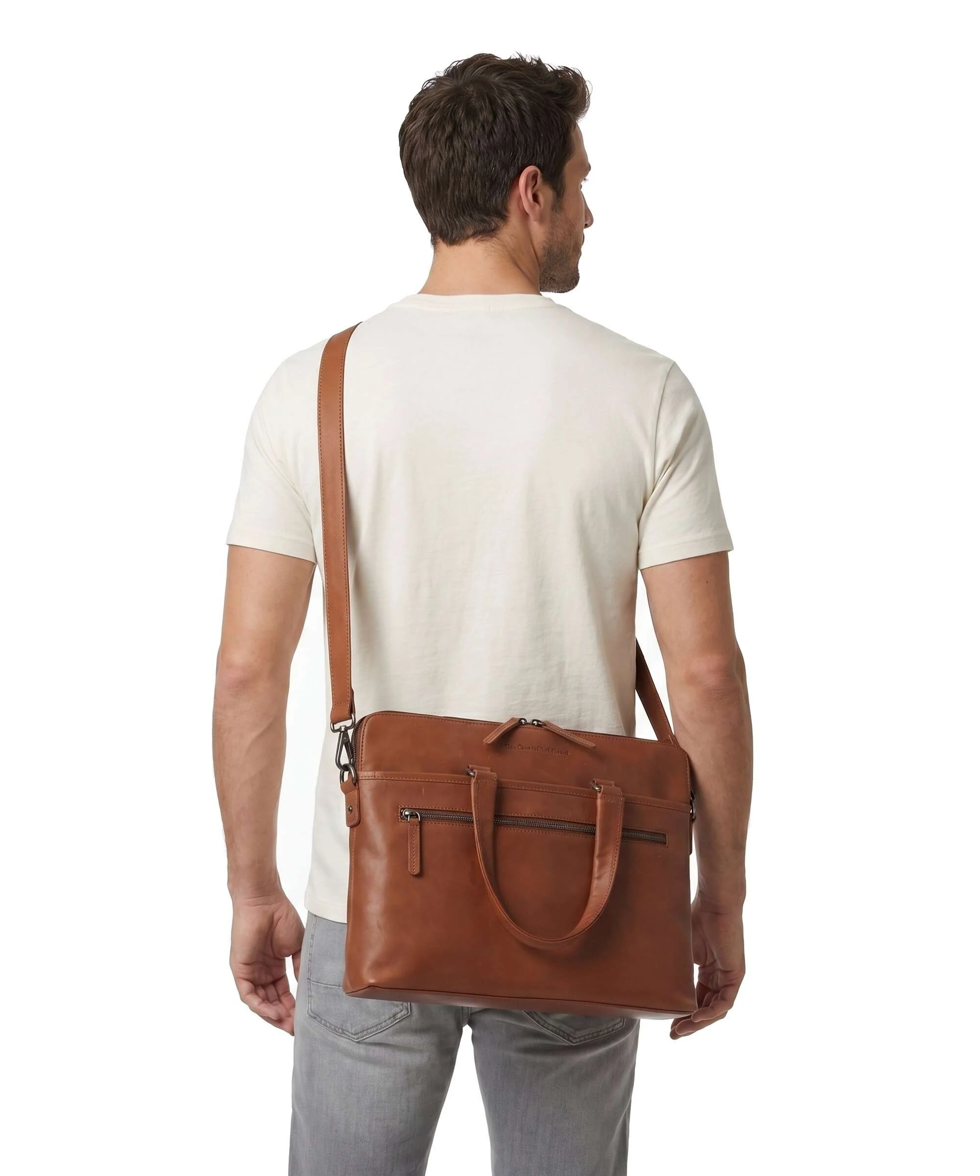 The Chesterfield Brand Wax Pull Up Cow Elvas Laptop bag cognac - Image 4