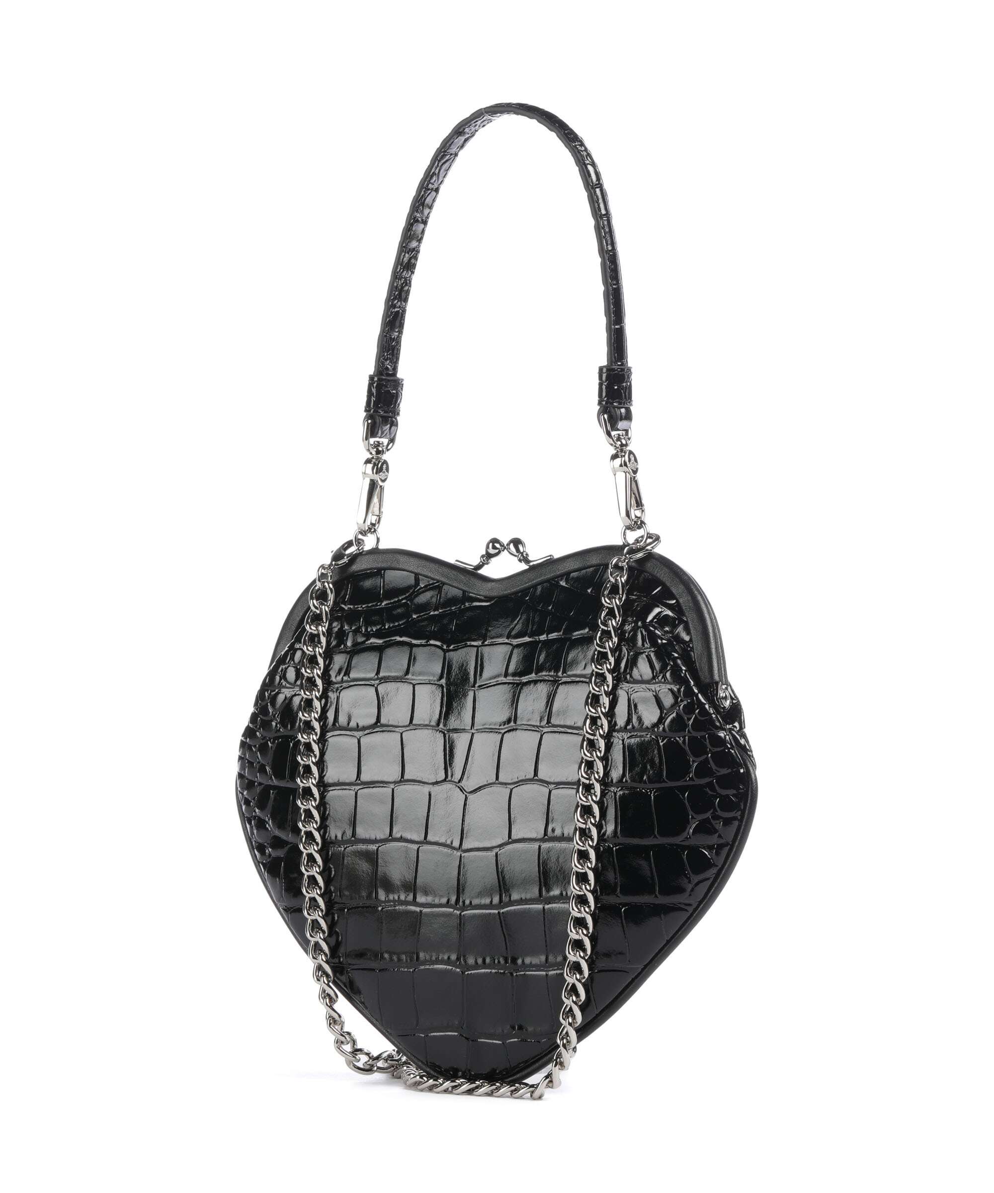 Vivienne Westwood Belle Heart Frame Embossed Croc Crossbody bag black - Image 2