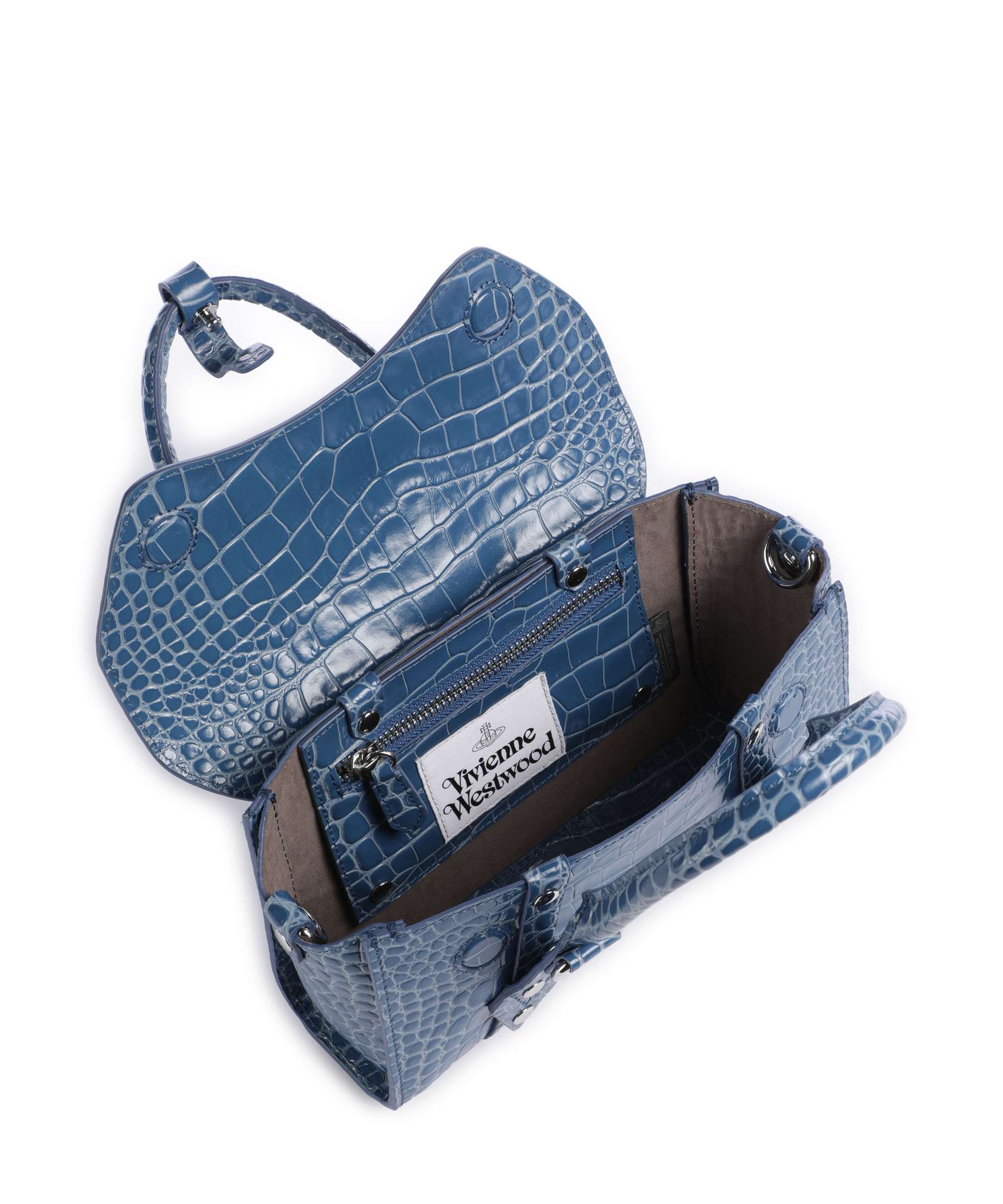 Vivienne Westwood Bettina Embossed Croc Mini Handbag blue - Image 6