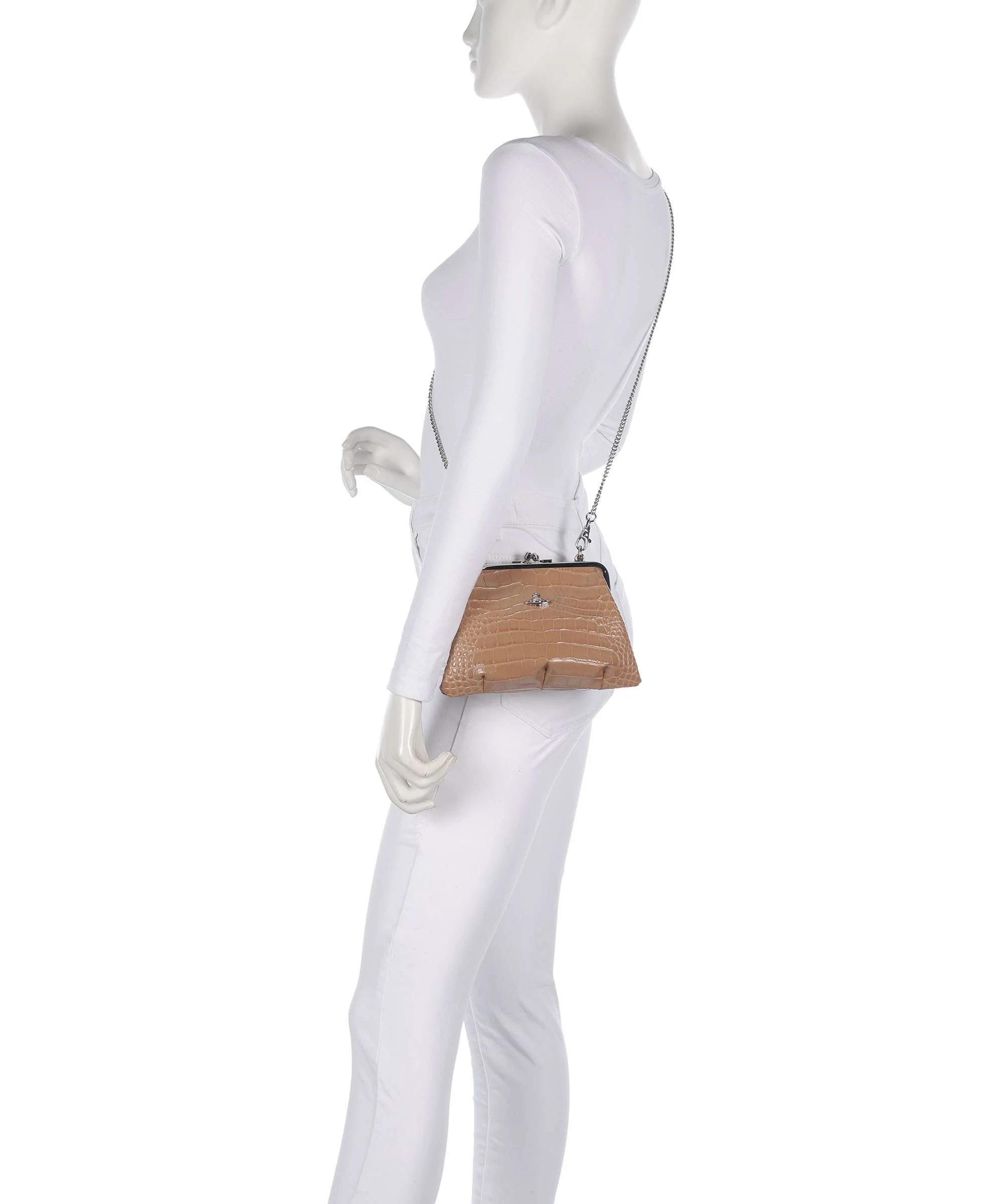 Vivienne Westwood Granny Frame Embossed Croc Handbag dusty pink - Image 3
