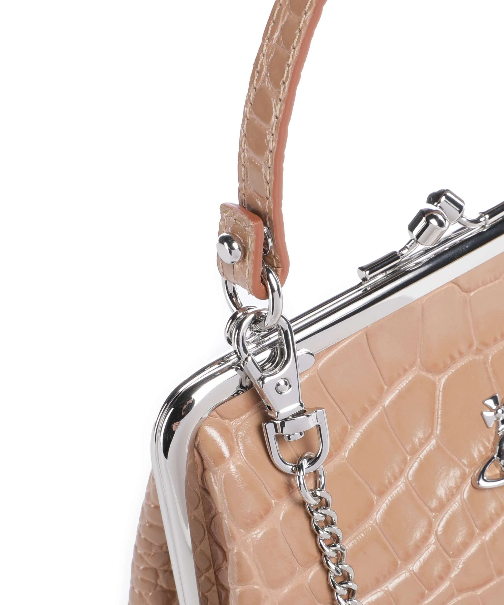 Vivienne Westwood Granny Frame Embossed Croc Handbag dusty pink - Image 4