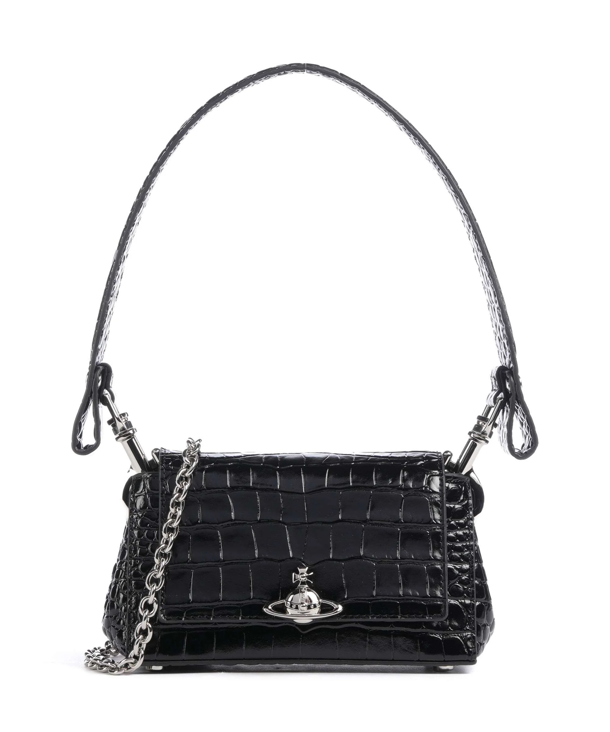 Vivienne Westwood Hazel Embossed Croc Small Shoulder bag black