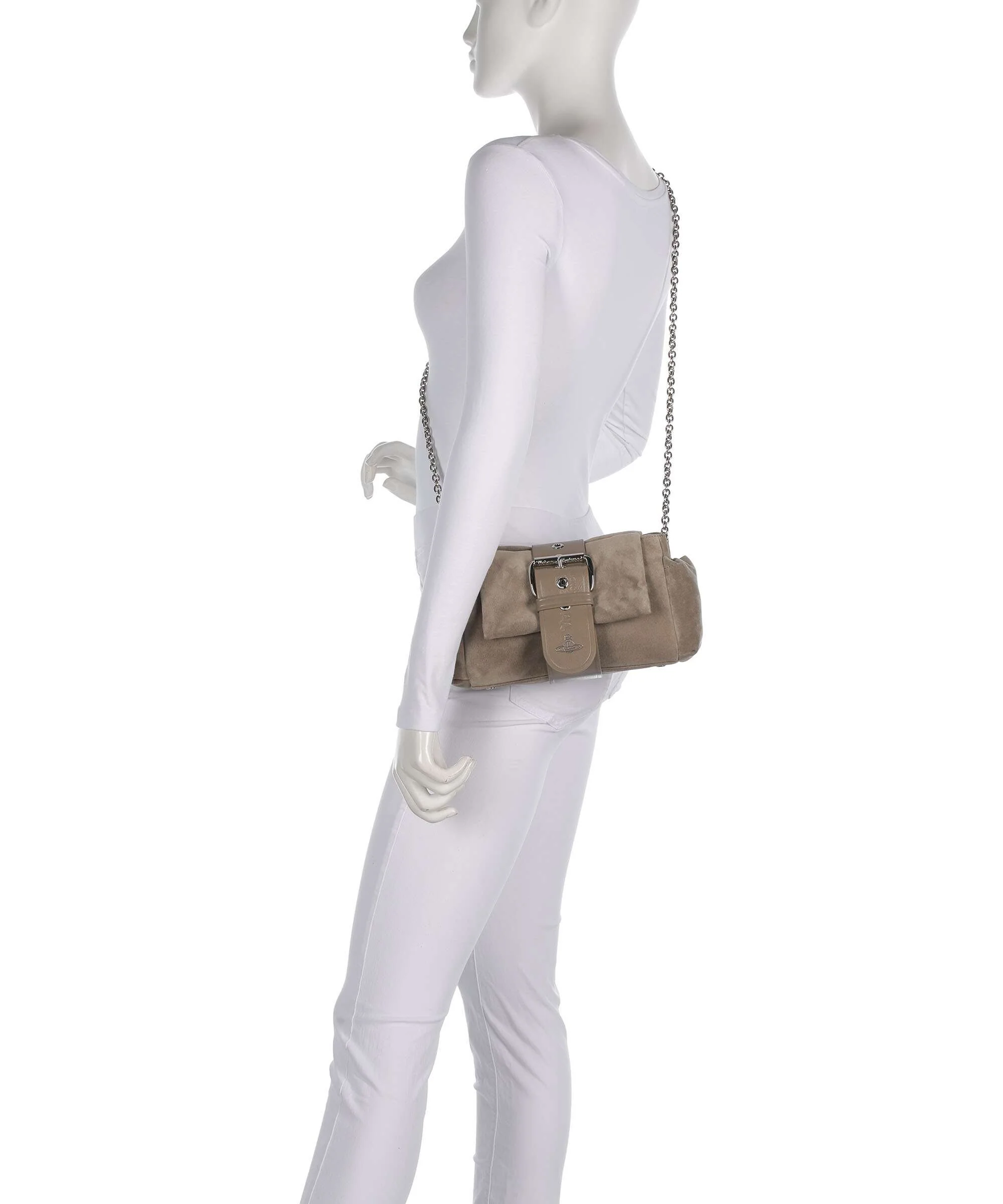 Vivienne Westwood Hazel Suede Treasure Shoulder bag stone - Image 4