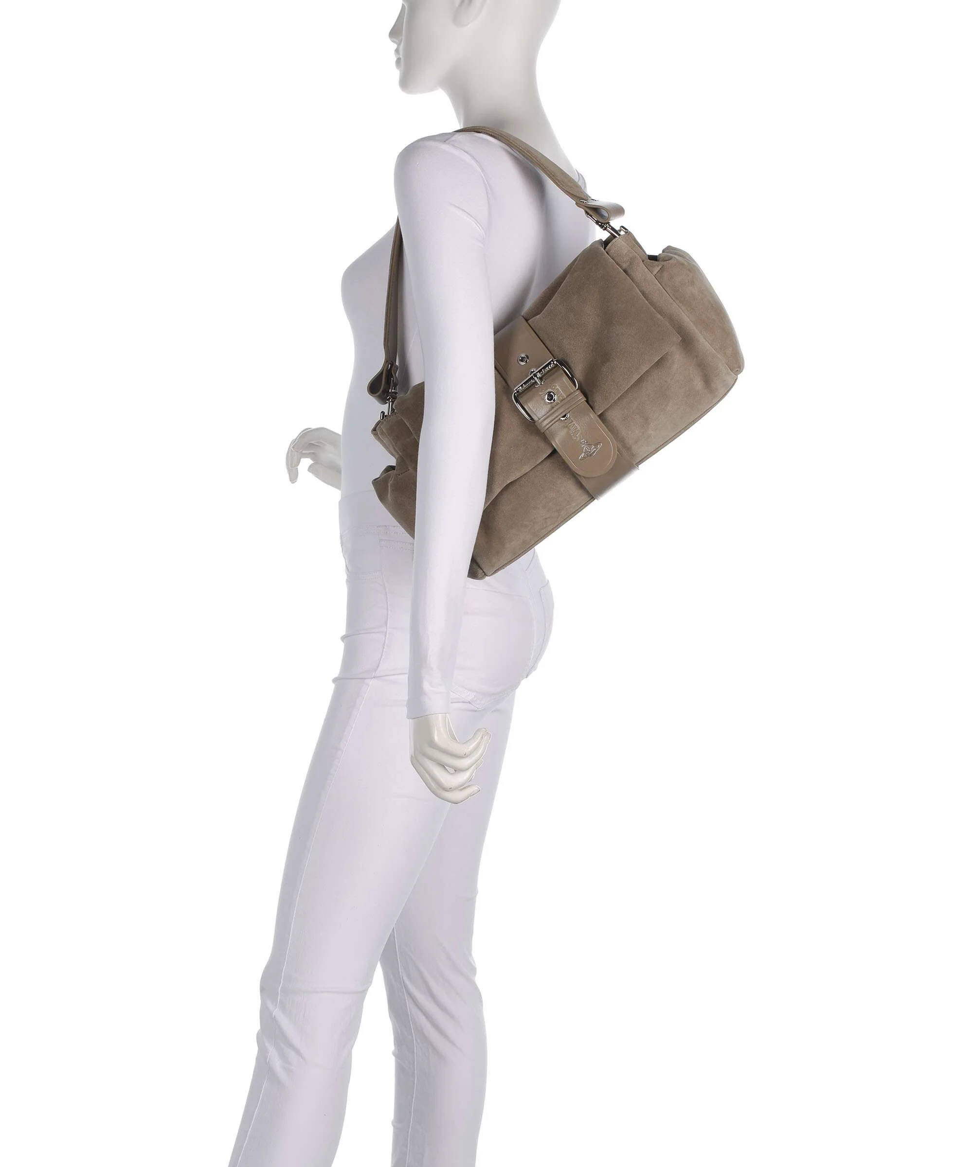 Vivienne Westwood Hazel Suede Treasure XL Shoulder bag stone - Image 3