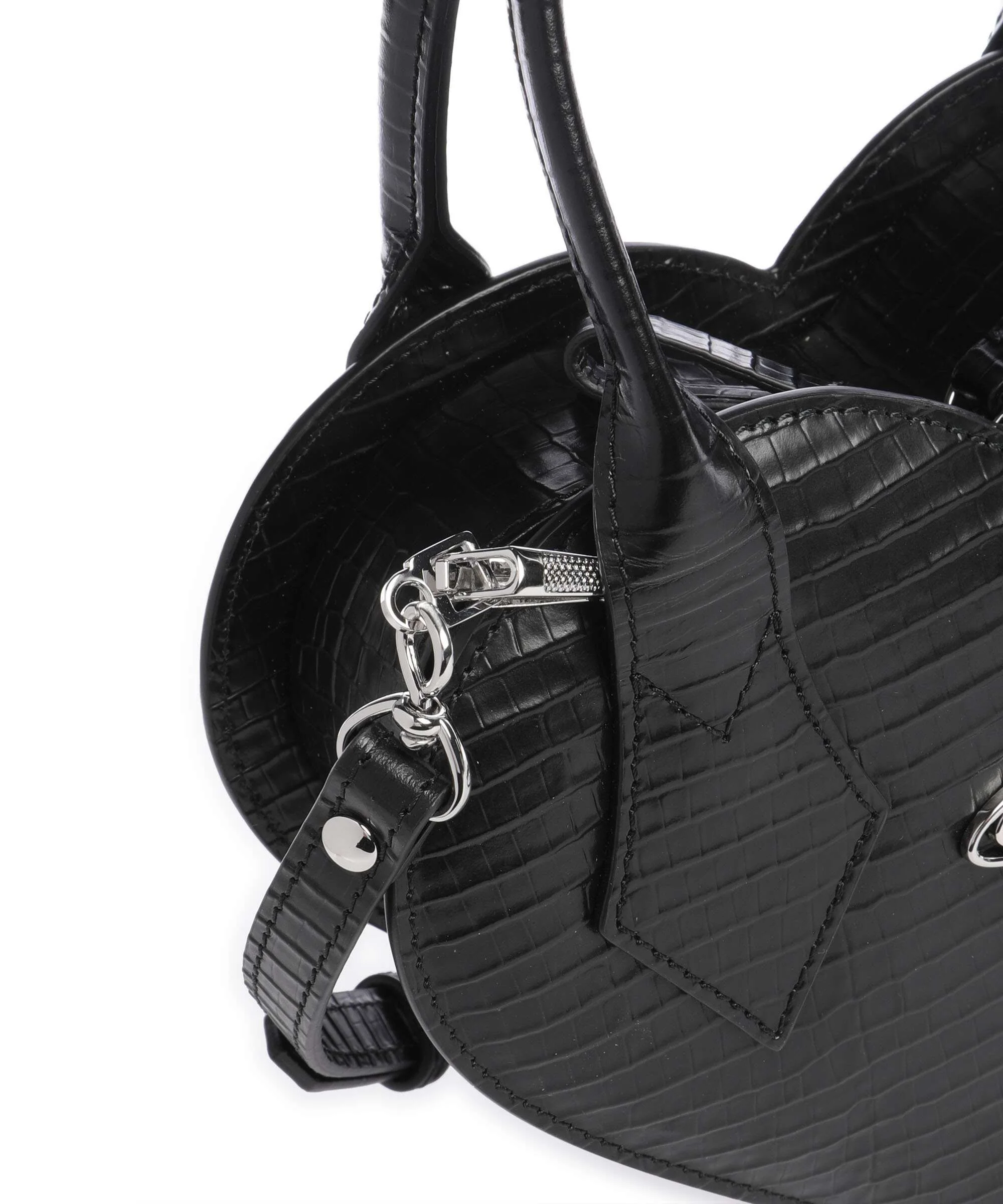Vivienne Westwood Josephine Heart Embossed Croc Mini Handbag black - Image 4