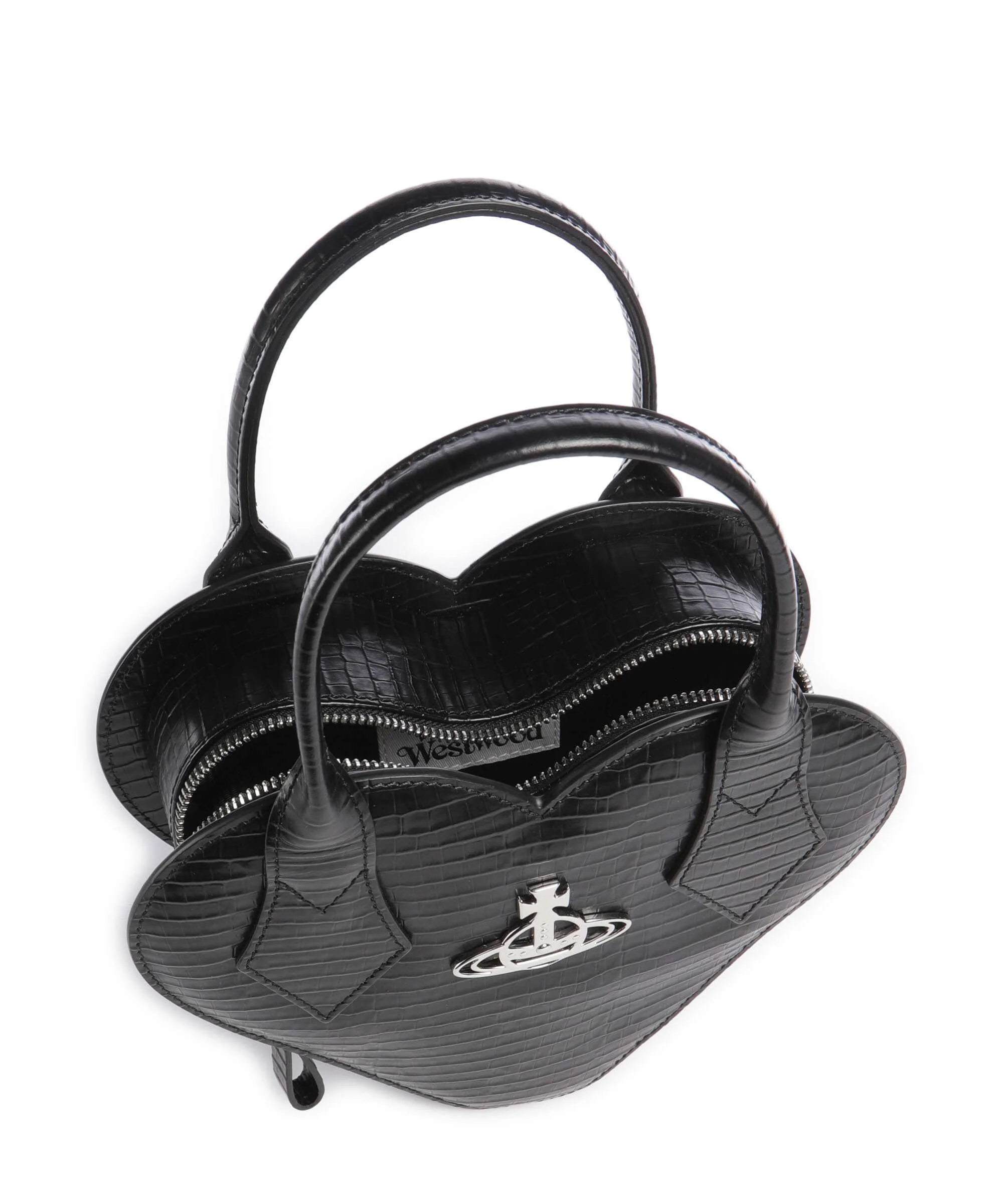 Vivienne Westwood Josephine Heart Embossed Croc Mini Handbag black - Image 6