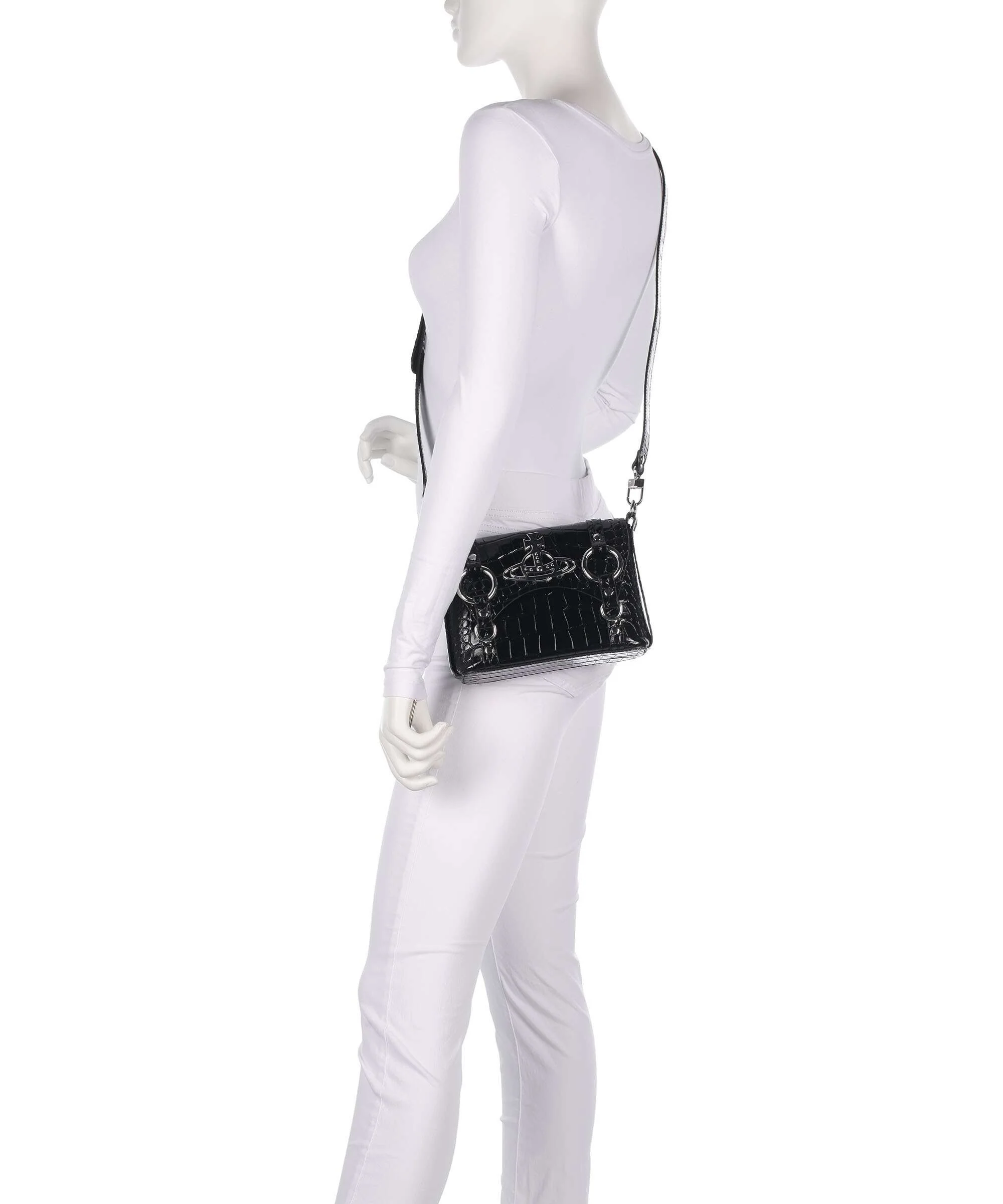 Vivienne Westwood Kim Embossed Croc Crossbody bag black - Image 3